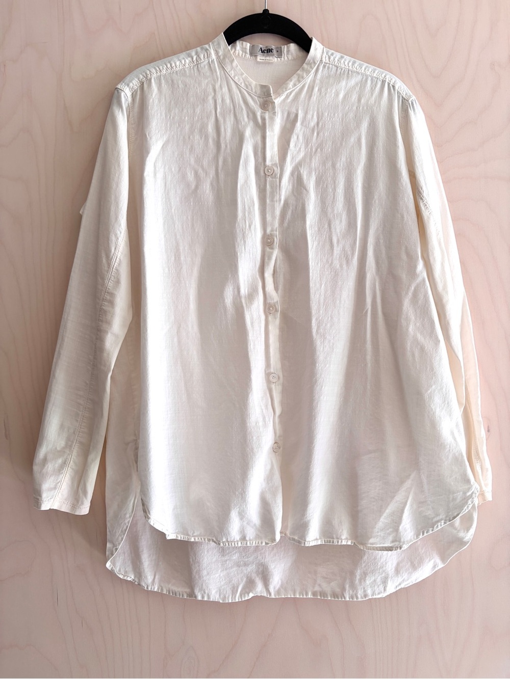 Acne Studios White Band-Collar Button Shirt